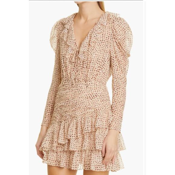 Ulla Johnson Cecily Metallic Dot Long Sleeve Silk Blend Dress Size 8 - Picture 7 of 14